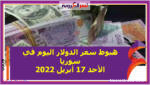 هبوط سعر الدولار اليوم في سوريا الأحد 17 أبريل 2022 خلال التعاملات