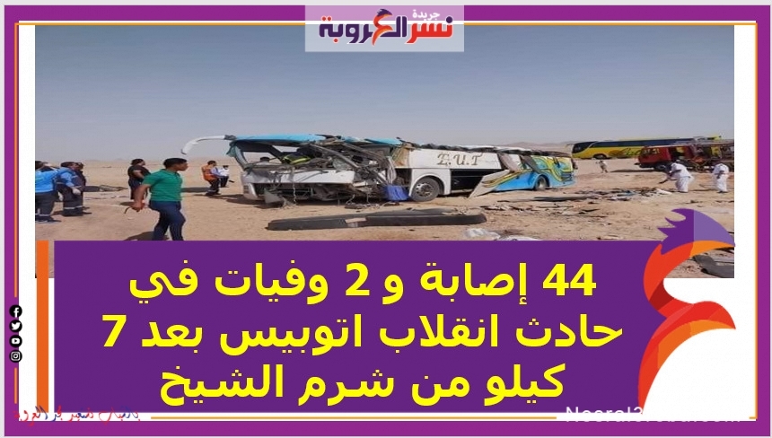 44 إصابة و 2 وفيات في حادث انقلاب اتوبيس بعد 7 كيلو من شرم الشيخ