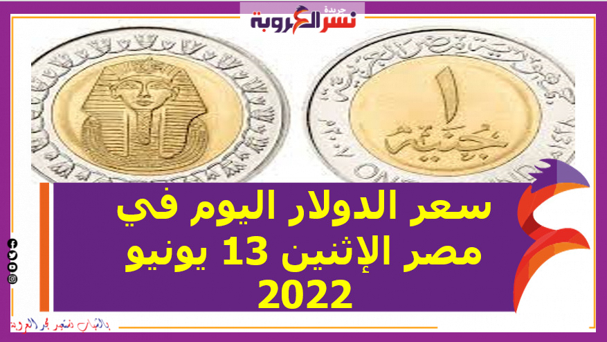 سعر الدولار اليوم في مصر الإثنين 13 يونيو 2022..خلال التعاملات