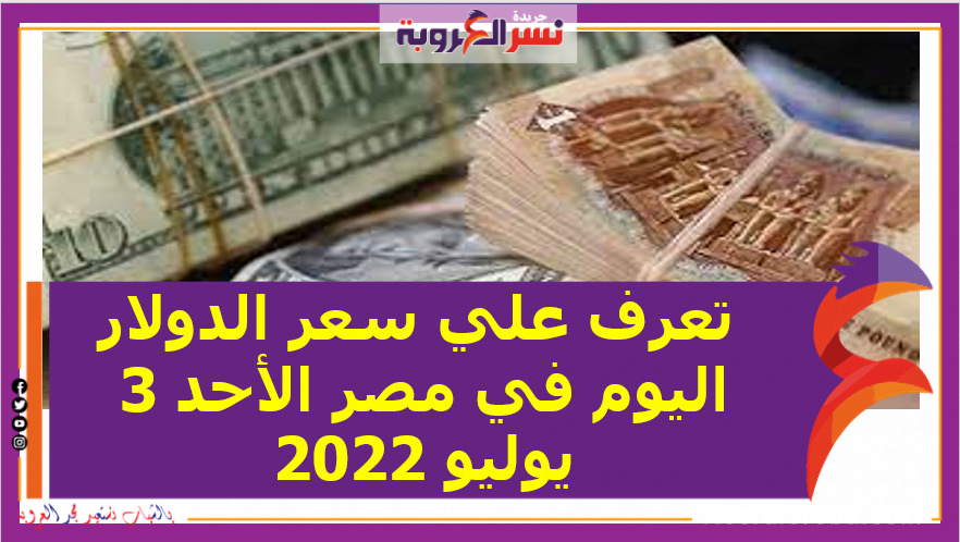 سعر الدولار اليوم في مصر الأحد 3 يوليو 2022.. بالبنوك الحكومية والخاصة
