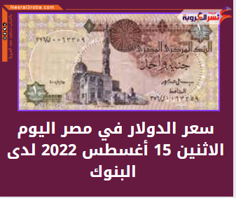 تعرف على سعر الدولار في مصر اليوم الاثنين 15 أغسطس 2022 لدى البنوك