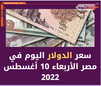 سعر الدولار اليوم في مصر الأربعاء 10 أغسطس 2022.. لدى البنوك الحكومية والخاصة.