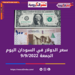 سعر الدولار اليوم في السودان الجمعة 9 سبتمبر 2022.