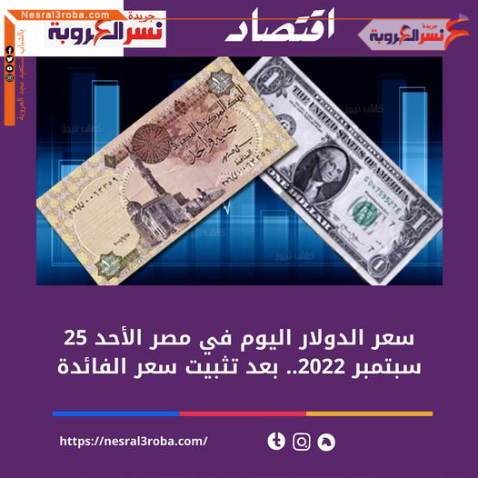 سعر صرف الدولار اليوم في مصر الأحد 25 سبتمبر 2022.. بعد تثبيت سعر الفائدة