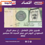 هدوئ خلال التعامل .. ل سعر الريال السعودي اليوم في مصر السبت 24 سبتمبر 2022