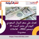 سعر الريال السعودي اليوم في مصر السبت 31 ديسمبر 2022.. داخل البنوم والمصارف