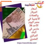 أسعار الدولار والعملات الأجنبية في مصر اليوم الأحد 26 مارس في البنك المركزي المصري