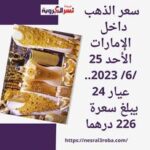سعر الذهب داخل الإمارات الأحد 25 /6/ 2023.. عيار 24 يبلغ سعرة 226 درهما