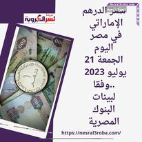 سعر الدرهم الإماراتي في مصر اليوم الجمعة 21 يوليو 2023 ..وفقا لبيانات البنوك المصرية