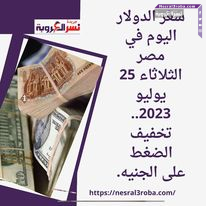 سعر الدولار اليوم في مصر الثلاثاء 25 يوليو 2023.. تخفيف الضغط على الجنيه.