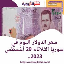 سعر الدولار اليوم في سوريا الثلاثاء 29 أغسطس 2023.. قفزات أمام الليرة