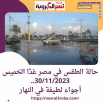 حالة الطقس في مصر غدًا الخميس 30/11/2023..أجواء لطيفة في النهار