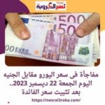 تعرف علي سعر اليورو الأن .. أمام الجنيه بكورة الجمعة 22 ديسمبر 2023..
