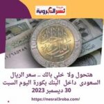 هتحول ولا خلي بالك .. سعر الريال السعودى داخل البنك بكورة اليوم السبت 30 ديسمبر 2023
