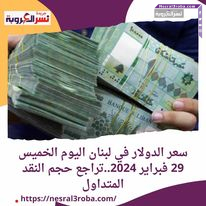 سعر الدولار في لبنان اليوم الخميس 29 فبراير 2024..تراجع حجم النقد المتداول