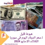 هبوط قليل.. لـ سعر الدولار اليوم في سوريا الثلاثاء 21 مايو 2024