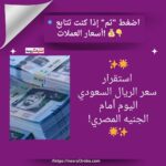 🌟✨ استقرار سعر الريال السعودي اليوم أمام الجنيه المصري! ✨🌟