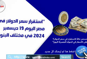 استقرار سعر الدولار في مصر اليوم 19 ديسمبر 2024 في مختلف البنوك"