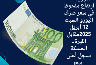 🇸🇾 سوريا: ارتفاع ملحوظ في سعر صرف اليورو السبت 12 أبريل 2025مقابل الليرة.. الحسكة تسجل أعلى سعر