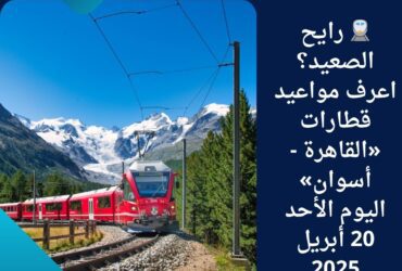 🚆 رايح الصعيد؟ اعرف مواعيد قطارات «القاهرة - أسوان» اليوم الأحد 20 أبريل 2025