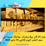 💰 سعر الذهب الآن في مصر الإثنين 19 مايو 2025.. عيار 21 ثابت، والجرام بكام النهارده؟! 📉📈
