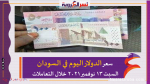 سعر الدولار اليوم في السودان السبت 13 نوفمبر 2021 خلال التعاملات