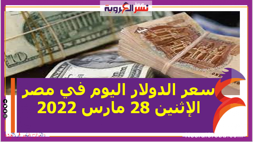 سعر الدولار اليوم في مصر الإثنين 28 مارس 2022 خلال التعاملات