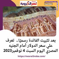 بعد تثبيت الفائدة رسميًا.. تعرف علي سعر الدولار أمام الجنيه المصري اليوم السبت 4 نوفمبر2023