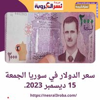 سعر صرف الدولار اليوم في سوريا الجمعة 15 ديسمبر 2023.. لدى المصرف المركزي
