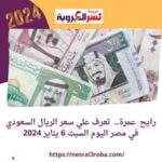 رايح عمرة.. تعرف علي سعر الريال السعودي في مصر اليوم السبت 6 يناير 2024