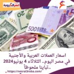 اسعار العملات العربية والأجنبية في مصر اليوم.. الثلاثاء 4 يونيو2024 ..تباينا ملحوظاً