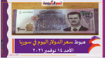 هبوط سعر الدولار اليوم في سوريا الأحد 14 نوفمبر 2021 خلال التعاملات