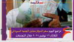 تراجع اليوم سعر الدولار مقابل الجنيه السوداني الثلاثاء 16 نوفمبر 2021 خلال التعاملات