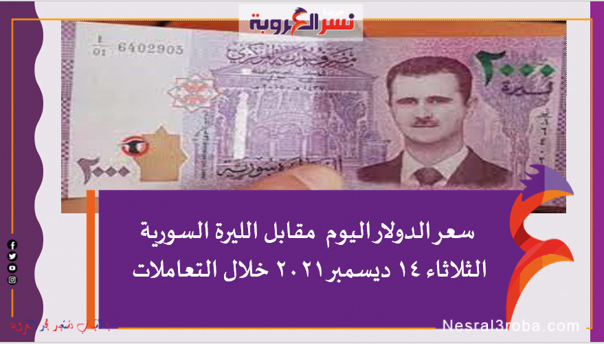 سعر الدولار اليوم مقابل الليرة السورية الثلاثاء 14 ديسمبر 2021 خلال التعاملات
