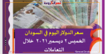 سعر الدولار اليوم في السودان الخميس 2 ديسمبر 2021 خلال التعاملات