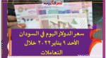 سعر الدولار اليوم في السودان الأحد 9 يناير 2022 خلال التعاملات