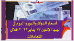 أسعار الدولار واليورو اليوم في ليبيا الإثنين 17 يناير 2022خلال التعاملات