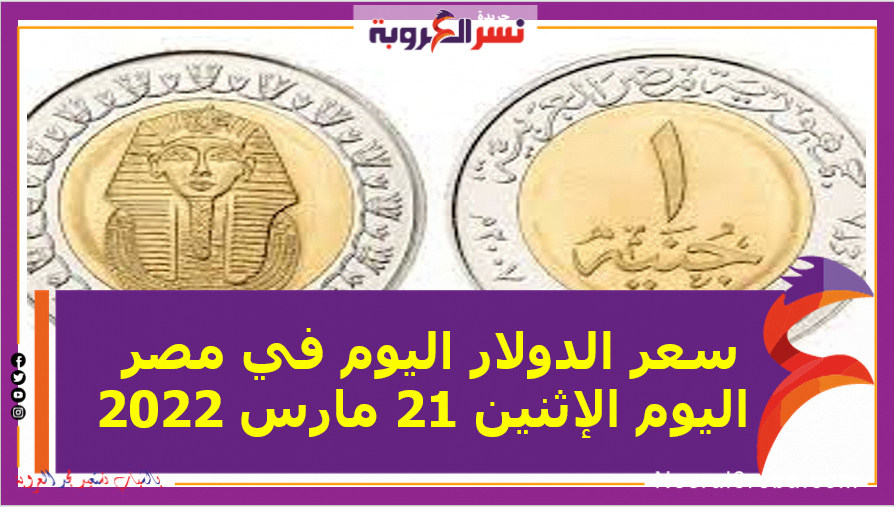 سعر الدولار اليوم في مصر اليوم الإثنين 21 مارس 2022 خلال التعاملات