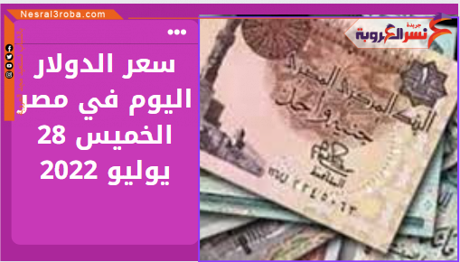 سعر الدولار اليوم في مصر الخميس 28 يوليو 2022.. خلال التعاملات