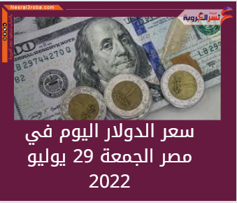 سعر الدولار اليوم في مصر الجمعة 29 يوليو 2022.. خلال التعاملات