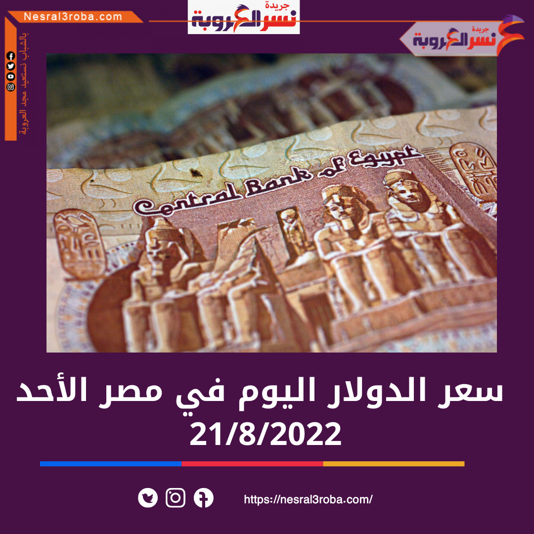 سعر الدولار اليوم في مصر الأحد 21 أغسطس 2022..لدى البنك المركزي والبنوك
