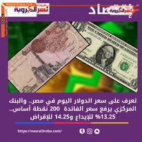 سعر الدولار اليوم في مصر.. والبنك المركزي يرفع سعر الفائدة 200 نقطة أساس.. 13.25% للإيداع و14.25 للإقراض