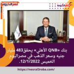 بنك «QNB الأهلي» يحقق483 مليار جنيه وسعر الذهب في مصراليوم الخميس 12/1/2022.