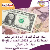 سعر صرف الدولار اليوم داخل مصر الجمعة 22 مارس 2024.. الجنيه يرتفع 15 يومًا على التوالي