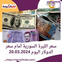 سعر الليرة السورية أمام الدولار اليوم 20.03.2024