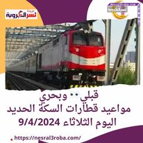 قبلي وبحري .. مواعيد قطارات السكة الحديد اليوم الثلاثاء 9/4/2024